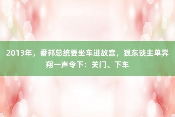 2013年，番邦总统要坐车进故宫，狠东谈主单霁翔一声令下：关门、下车