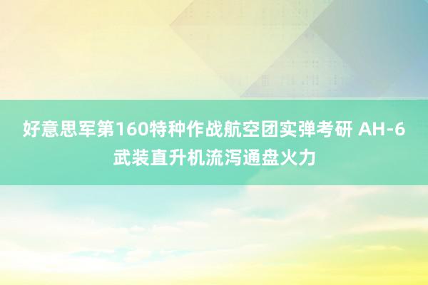 好意思军第160特种作战航空团实弹考研 AH-6武装直升机流泻通盘火力